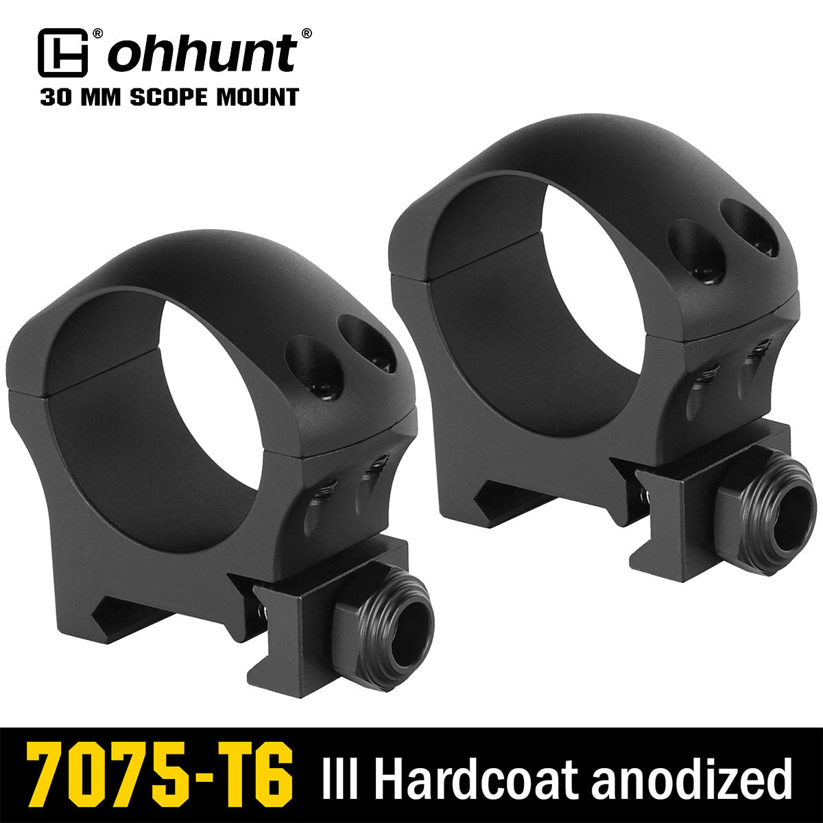 ohhunt 2個 タクティカル スチールリング 1インチ 30mm ピカティニー