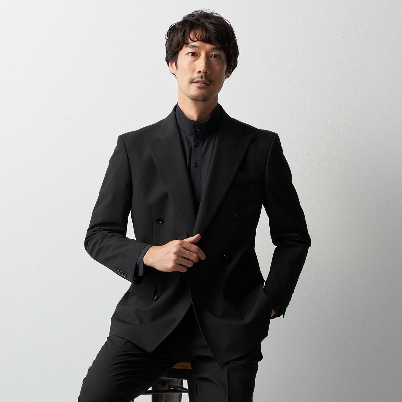 アウトレット]スマート ビズ セットアップ ジャケット 無地 ダブル