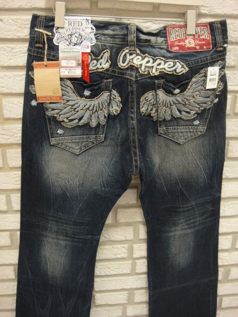 REDPEPPER（レッドペッパー）ストレートデニム34インチ（ダメージ加工