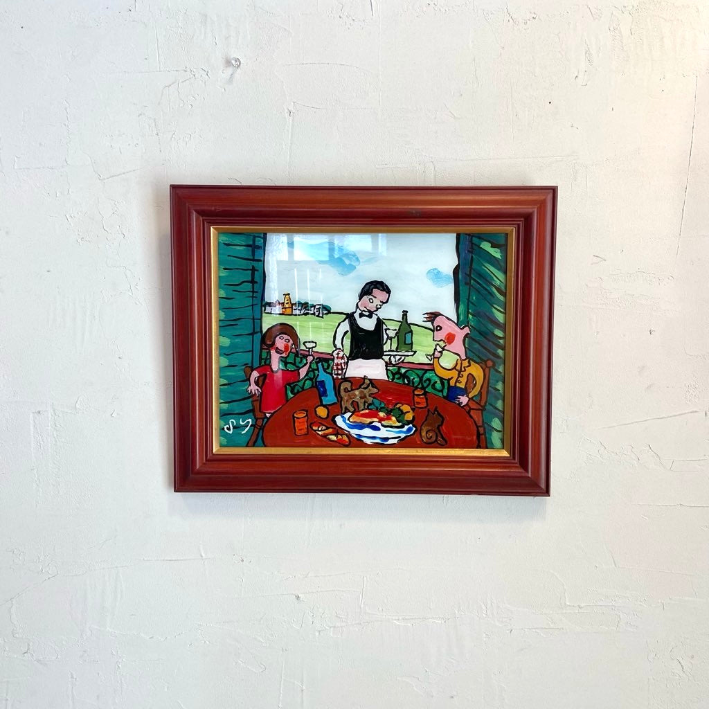 柚木沙弥郎 ガラス絵 柚木沙弥郎 ガラス絵 「誕生日風景 パリ」 アート