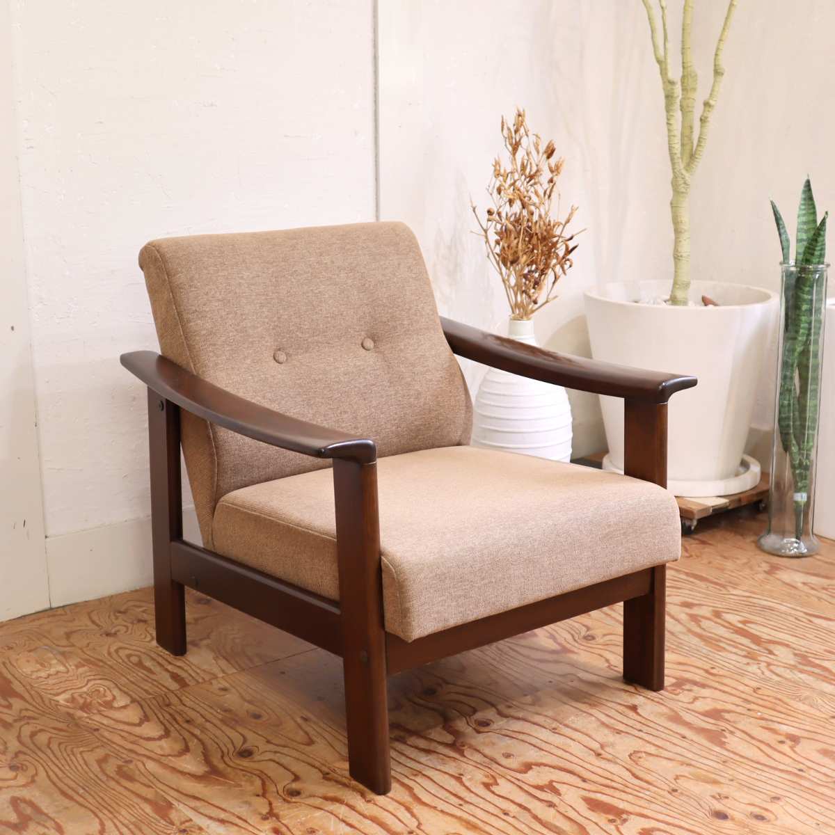 アームチェア 1Pソファ 【2】レトロ サンドベージュ ノスタルジック 古