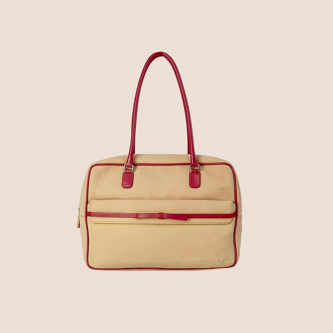 MIU MIU 2000s RED LEATHER TRIM HANDBAG – RDB