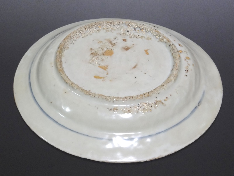 骨董 アンティーク 呉須 染付 鹿花文様 七寸皿 漳州窯 明 呉須手 骨董