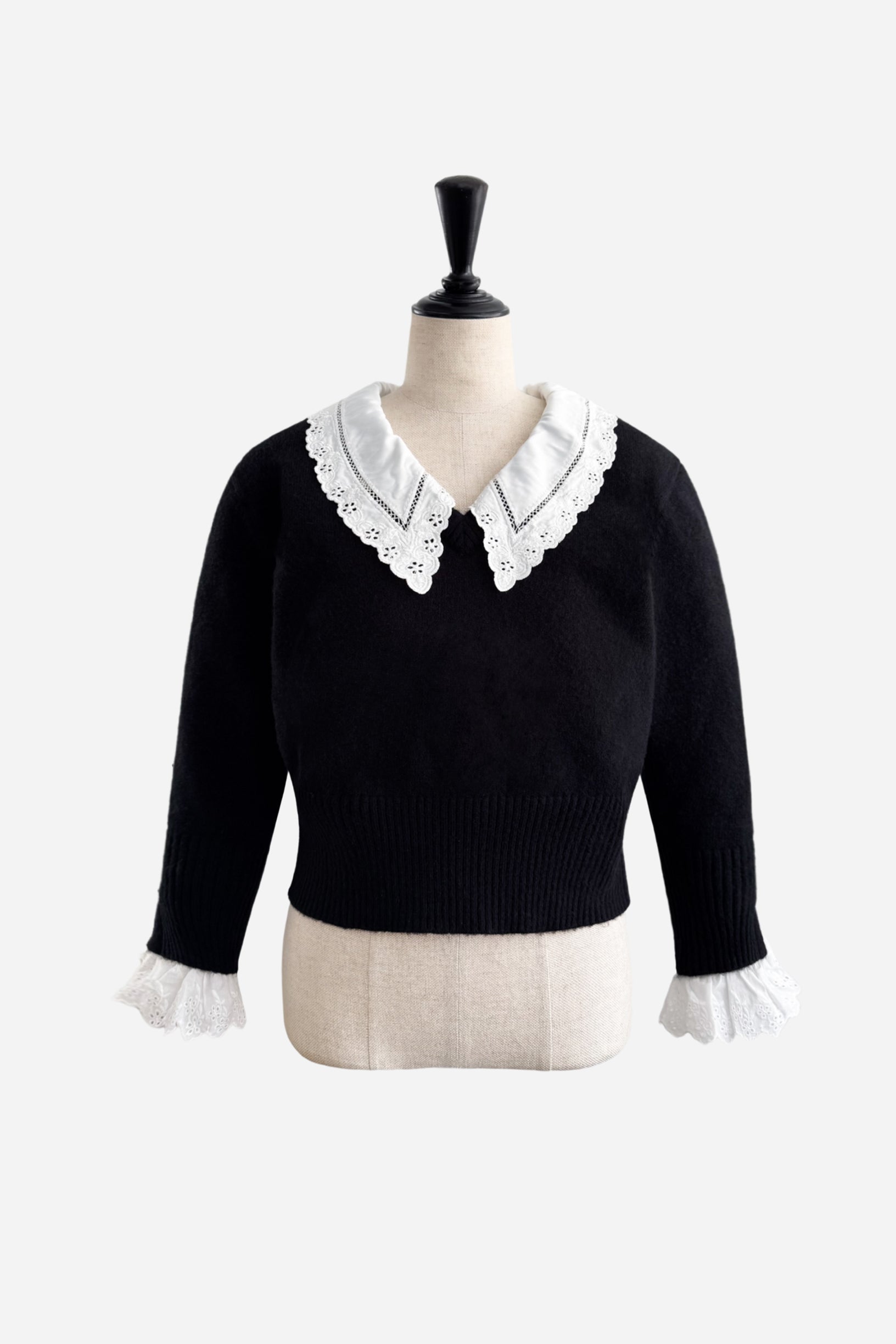 lace collar knit tops – shéller / シェリエ