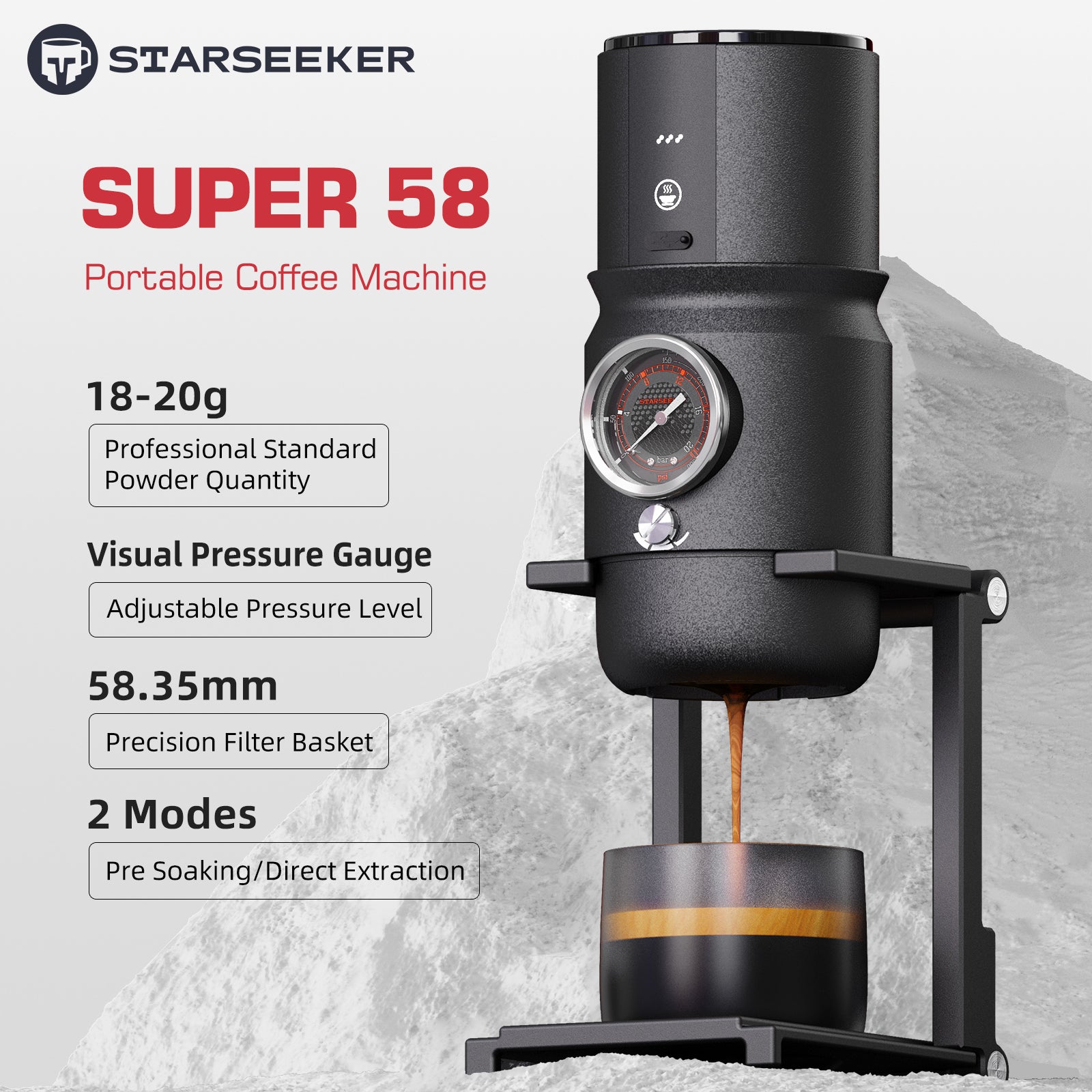 STARSEEKER Super58 Complete set Portable Espresso Machine with Bracket