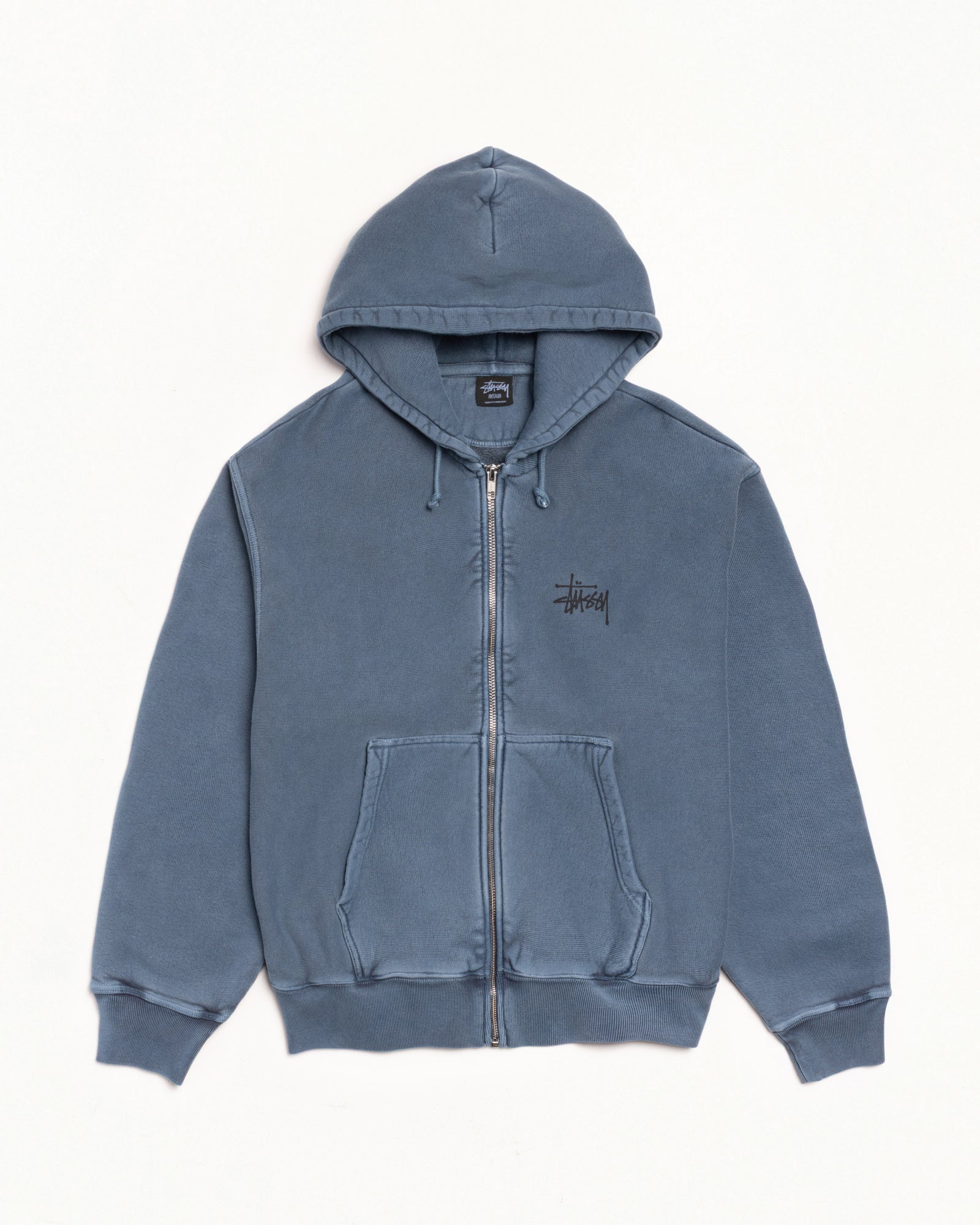 Basic Stüssy Zip Hoodie Pigment Dyed – Navy | Tee & Sweats | Stüssy