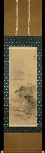 塩川文麟「人物風景山水図」：A-905j[掛け軸]古美術谷口