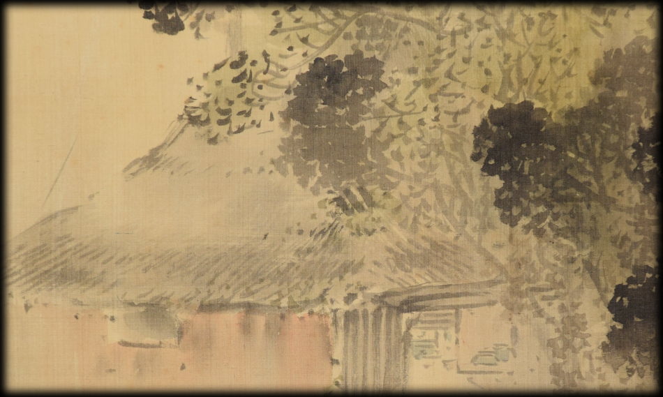 塩川文麟「人物風景山水図」：A-905j[掛け軸]古美術谷口