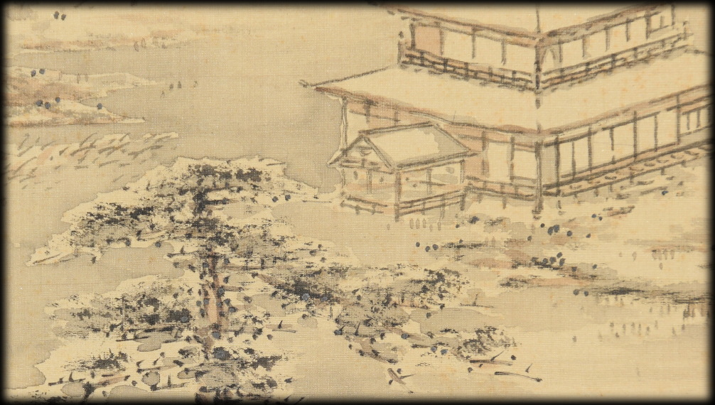 喜田華堂「雪中金閣寺図」：A-944j[掛け軸]古美術谷口