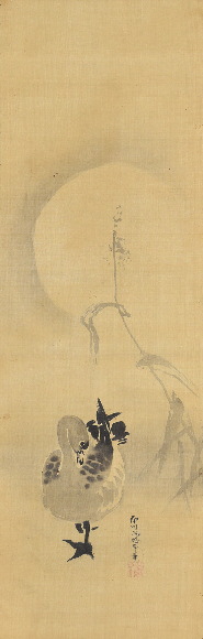 狩野伊川院栄信「芦雁図」：B-2490[掛け軸]古美術谷口