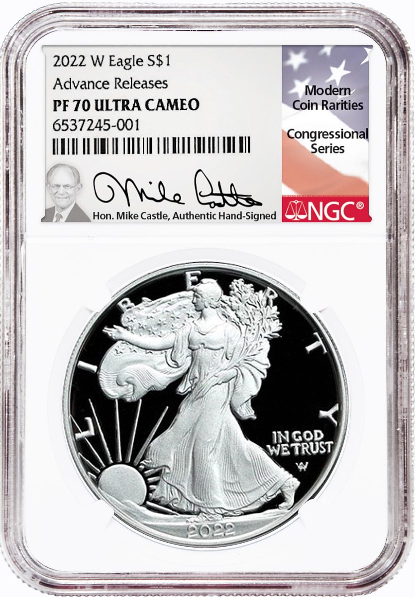 2022 W Silver Eagle NGC PF70 Advance Release Michael Castle Signed