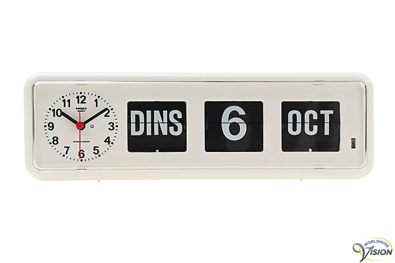 Twemco BQ-38 calendar clock with analogue white, face and date