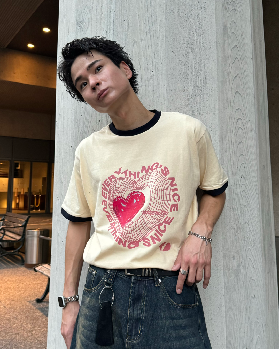 即納】レタリングプリントハートリンガーtシャツ TO0072 – YOLO（ヨロ