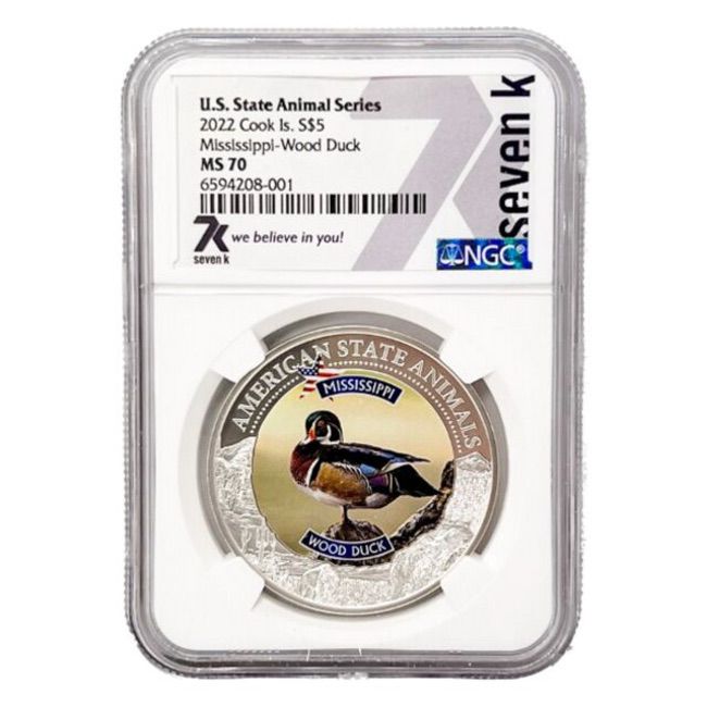 2022 COOK ISLANDS MISSISSIPPI WOOD DUCK NGC MS70 AMERICAN STATE