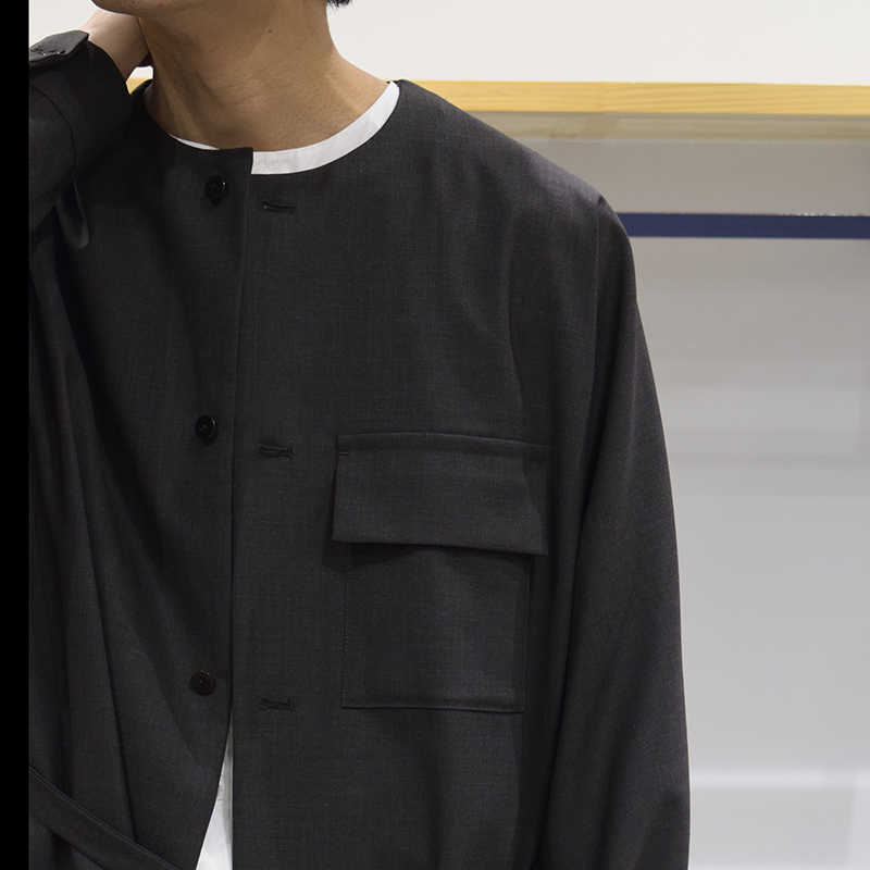 ETHOSENS エトセンス 希少 ETHOSENS ノーカラーシャツ リネン ノー