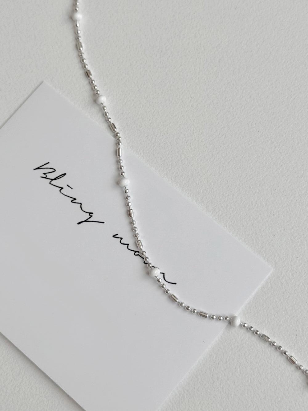 925 Silver]シルバー ホワイト ビーズ ネックレス / チョーカー 春