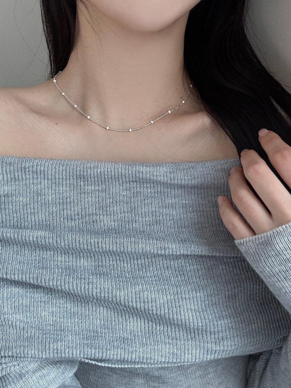 ちーちゃん様 ホワイトハーツビーズネックレス シルバー925