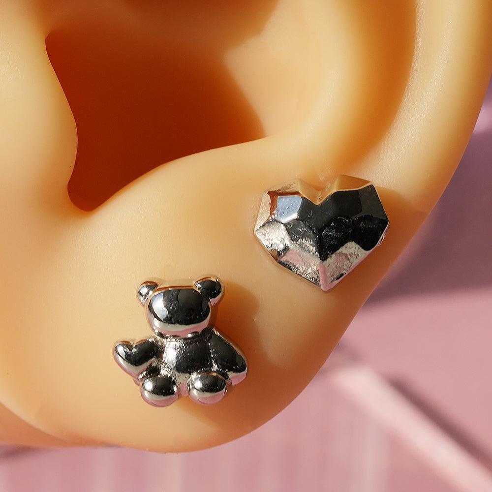 サージカル]くまちゃん&ハートピアッシング(2Type) 16G 韓国