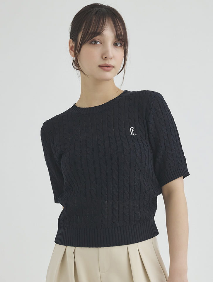 fifth ケーブル編み刺しゅうニットトップス | 人気レディース