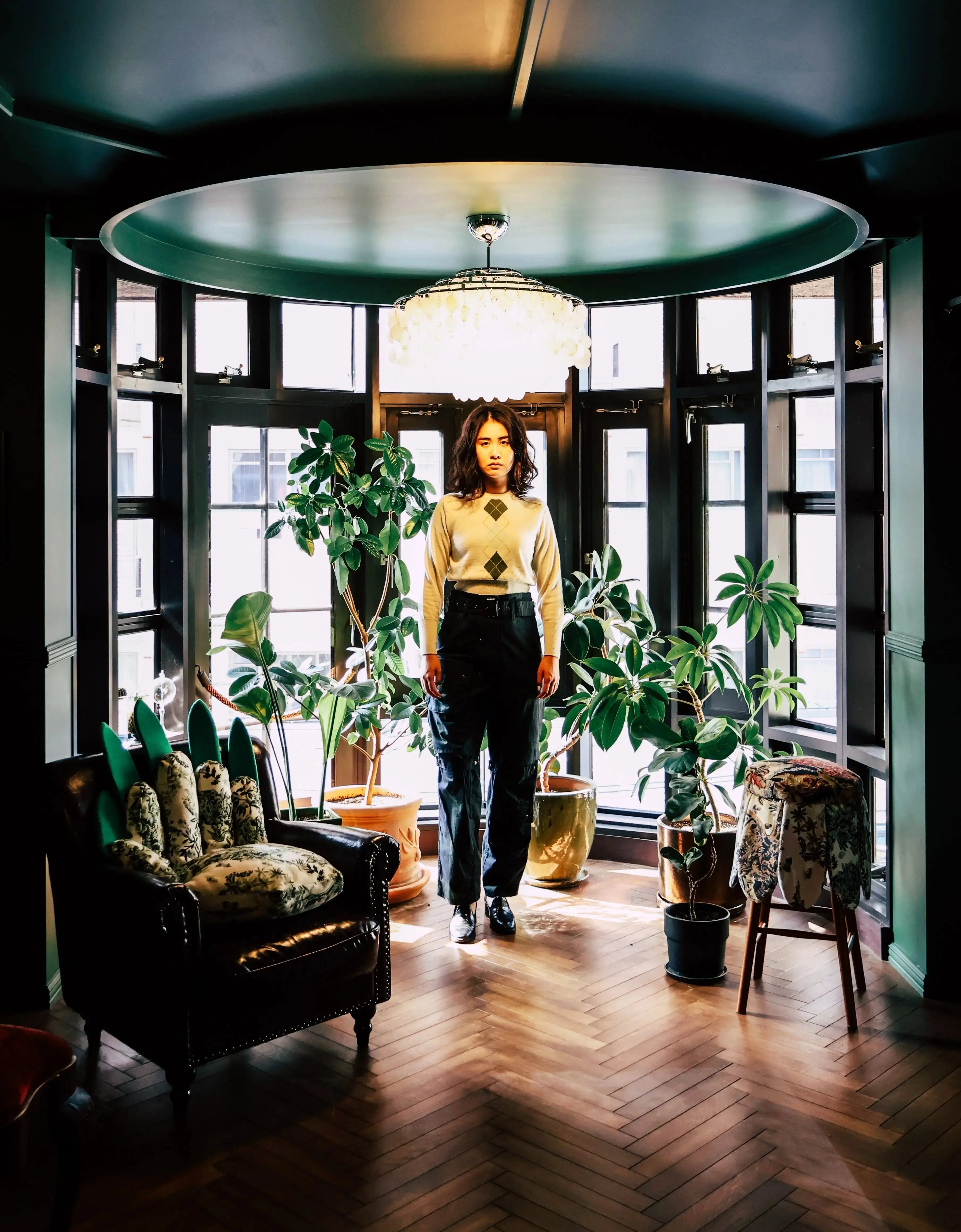 FUMIKA UCHIDA / CASHMERE ARGYLE SWEATER_LONG SLEEVE / IVORY – 601