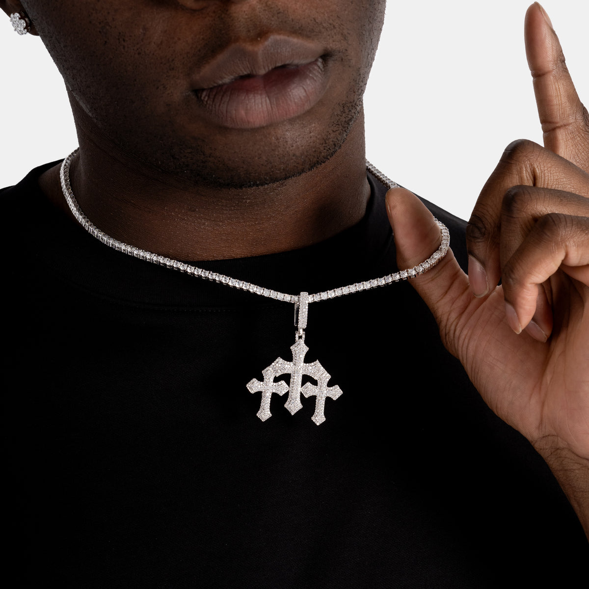 Triple Cross Pendant - 6 ICE