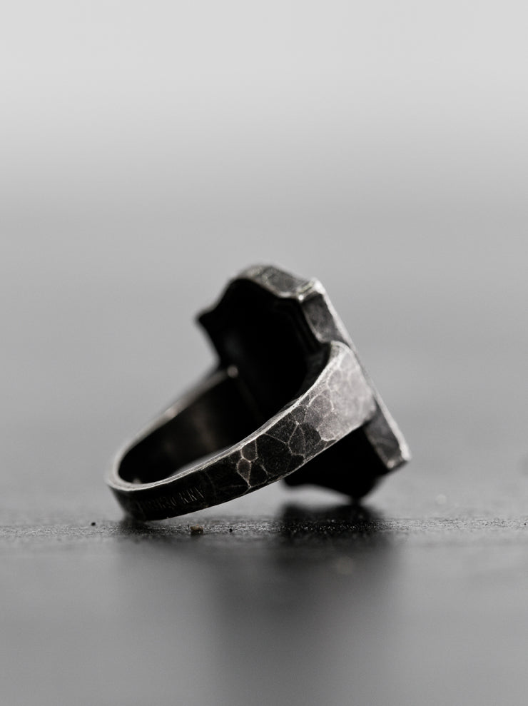 ANN DEMEULEMEESTER Beetle frame ring SILVER