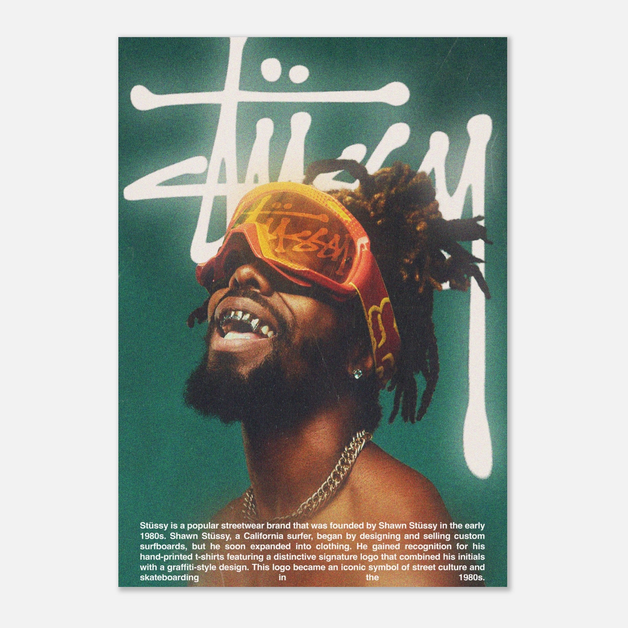 Streetwear Portrait Poster with Stüssy Script Background – 24posters