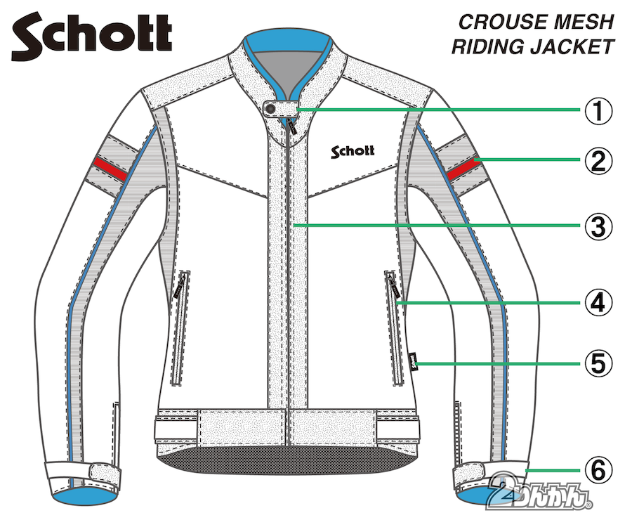 Schott/CROUSE MESH RIDING JACKET オートバイ専用設計ジャケット 先行