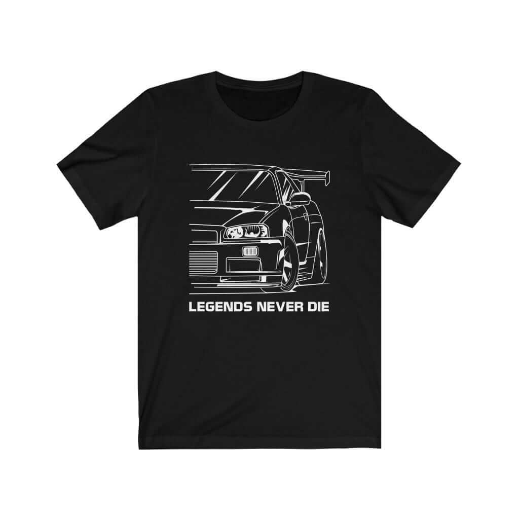 R34 Skyline T-Shirt - Legends Never Die - JDM | 365CarMods