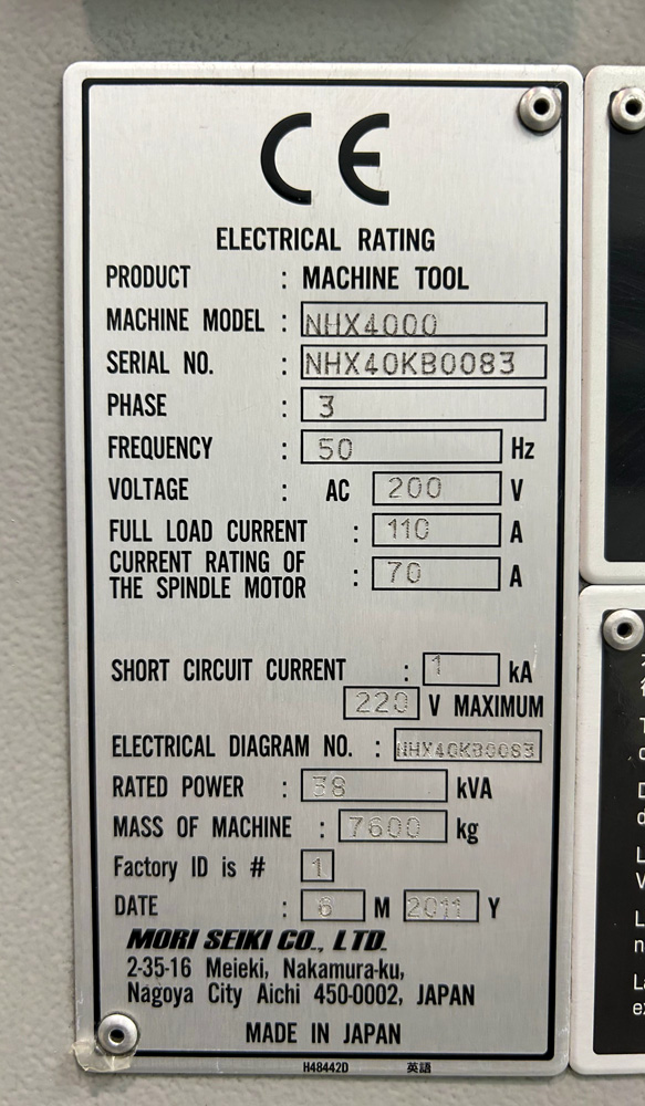 MORI SEIKI NHX4000 (CNC0402) • 3axis Group