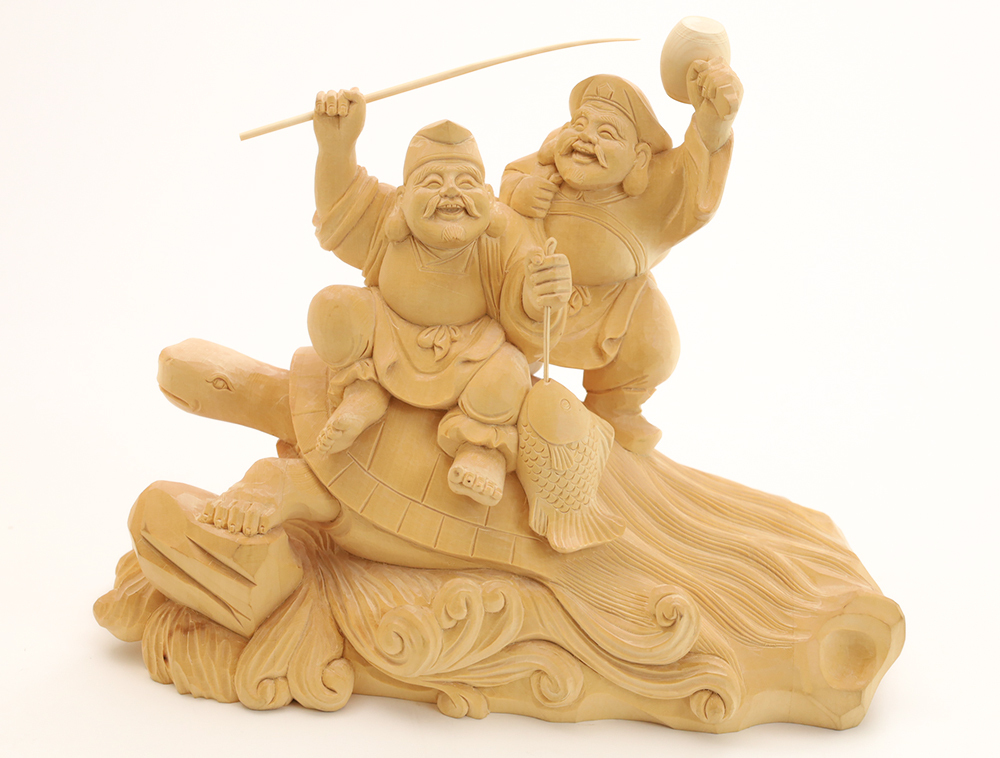 恵比寿大黒｜木彫像ki-1162（zo-91） | 津山銘木有馬店