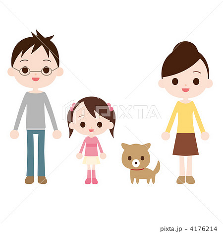 3人家族とペットの犬のイラスト素材 [4176214] - PIXTA