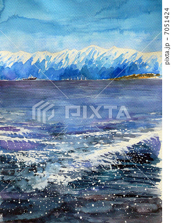 立山連峰の水彩スケッチのイラスト素材 [7051424] - PIXTA