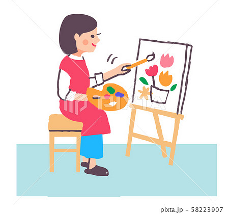 絵を描く女性のイラスト素材 [58223907] - PIXTA