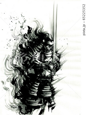 水墨画。武者、侍のイラスト素材 [65225352] - PIXTA