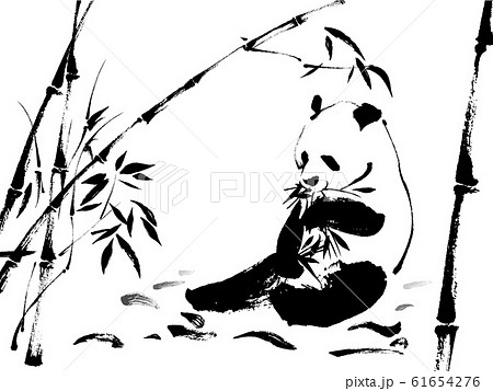 水墨画タッチの竹とパンダのイラスト素材 [61654276] - PIXTA