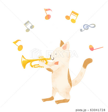 音楽を演奏する動物 ねこ トランペットのイラスト素材 [63041728] - PIXTA