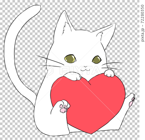 ハートを持った白猫（金の瞳）のイラスト素材 [72280350] - PIXTA