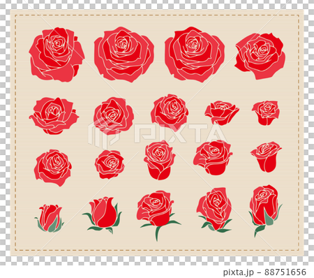 薔薇の花 セット (線無し)のイラスト素材 [88751656] - PIXTA