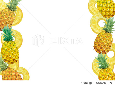 手書きのパイナップルのフレーム素材のイラスト素材 [88826119] - PIXTA