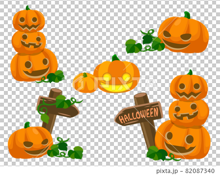 ジャックオランタンのセット（かぼちゃのランプ） ハロウィン素材の