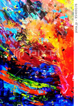 抽象アクリル画 黒地 赤 黄 抽象画 「激」 アート 黒 インテリア 絵画