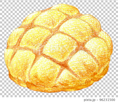 メロンパンの色鉛筆画ワンポイントのイラスト素材 [96231500] - PIXTA