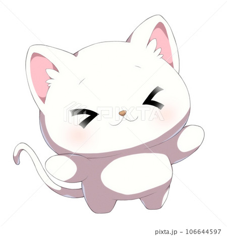 笑顔で両手を広げる白猫のイラスト素材 [106644597] - PIXTA