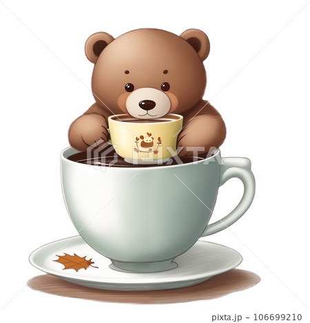 コーヒーカップに入ったクマのイラスト素材 [106699210] - PIXTA