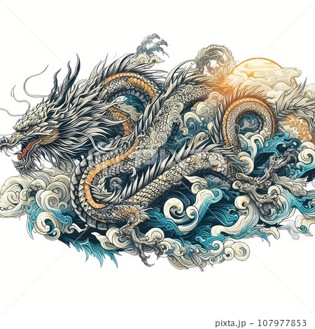 ドラゴン 素材 透過 龍 竜 辰 年賀状のイラスト素材 [107977853] - PIXTA