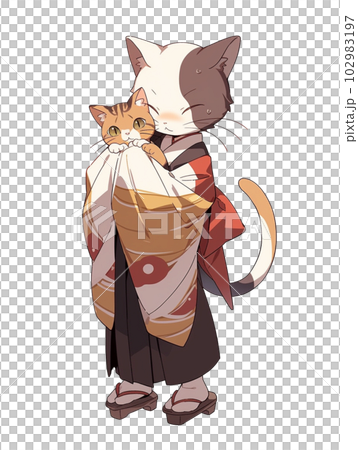 着物を着た猫②のイラスト素材 [102983197] - PIXTA