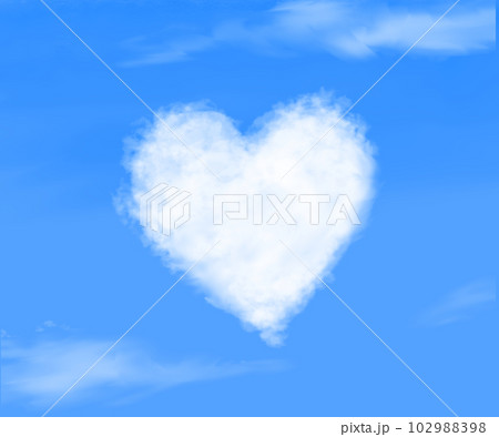 ハートの雲が浮かぶ青空のイラスト素材 [102988398] - PIXTA