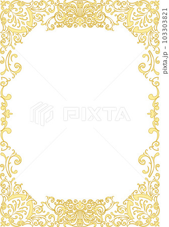 フチ付き金フレーム（A4縦）のイラスト素材 [103303821] - PIXTA
