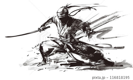 水墨画風の忍者のイラスト素材 [116818195] - PIXTA